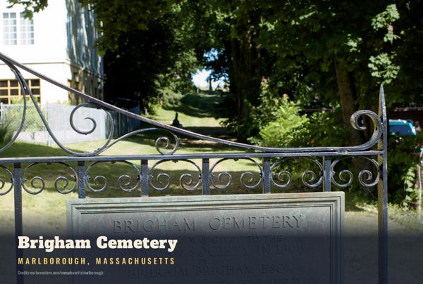 Marlborough Brigham Cemetery Postcard artwork detail