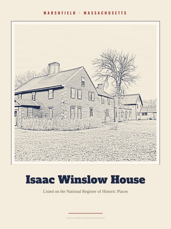 Marshfield Isaac Winslow House Landmark Print artwork detail