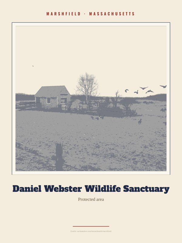 Marshfield Daniel Webster Wildlife Sanctuary Landmark Print artwork detail