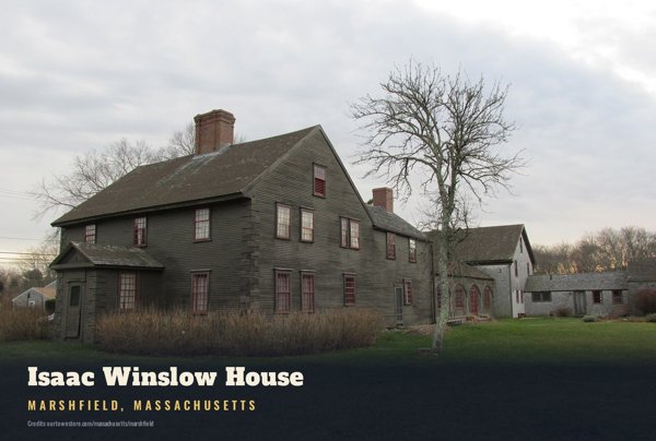 Marshfield Isaac Winslow House Postcard artwork detail