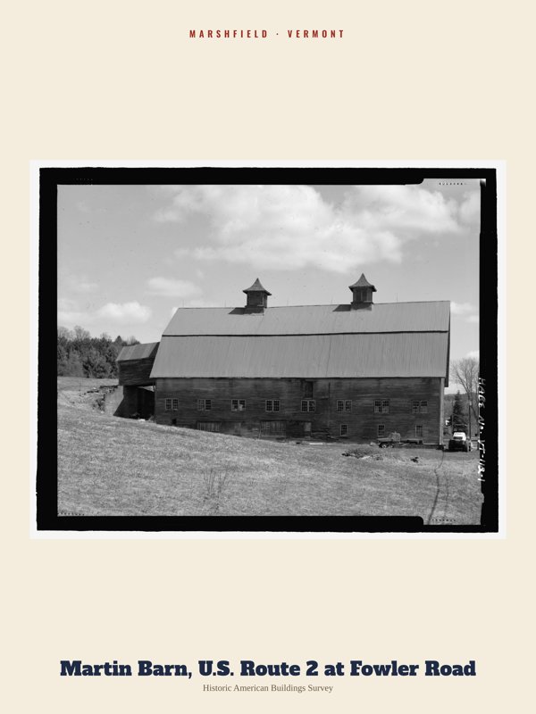 Marshfield Martin Barn, U.S. Route 2 at Fowler Road Archive Print artwork detail