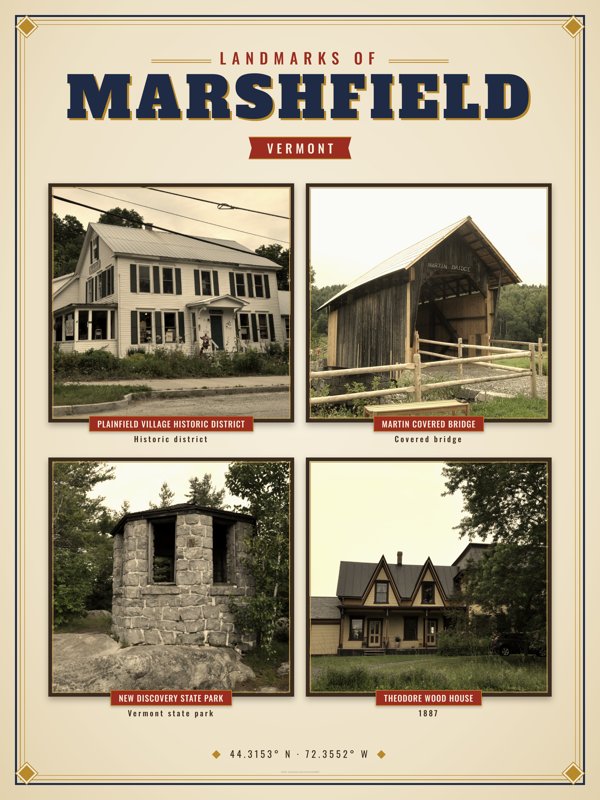 Marshfield Landmarks Photo Poster artwork detail