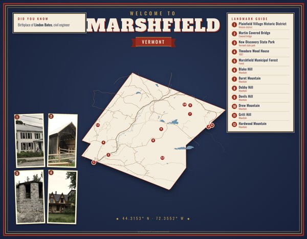 Marshfield Map Placemat artwork detail