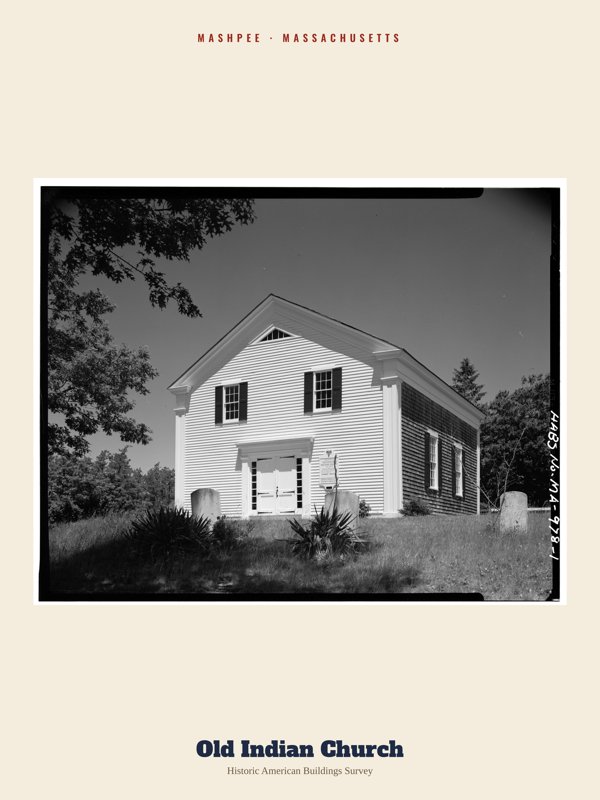 Mashpee Old Indian Church Archive Print artwork detail
