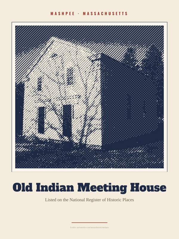 Mashpee Old Indian Meeting House Landmark Print artwork detail