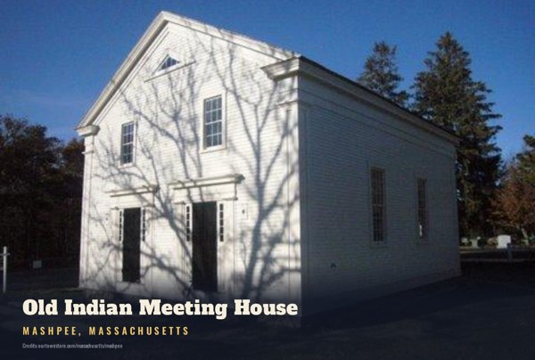 Mashpee Old Indian Meeting House Postcard artwork detail