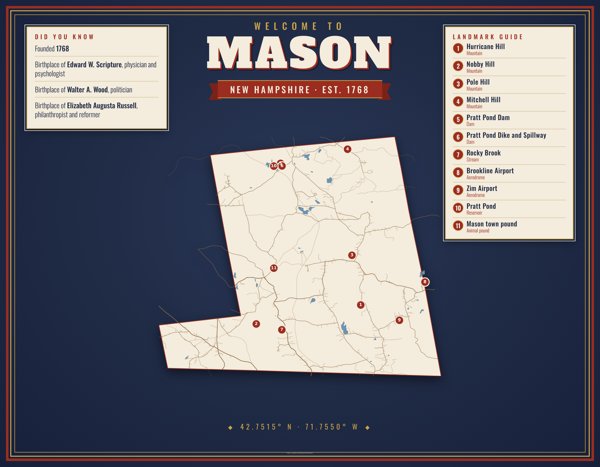 Mason Map Placemat artwork detail