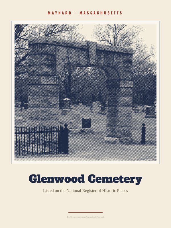 Maynard Glenwood Cemetery Landmark Print artwork detail