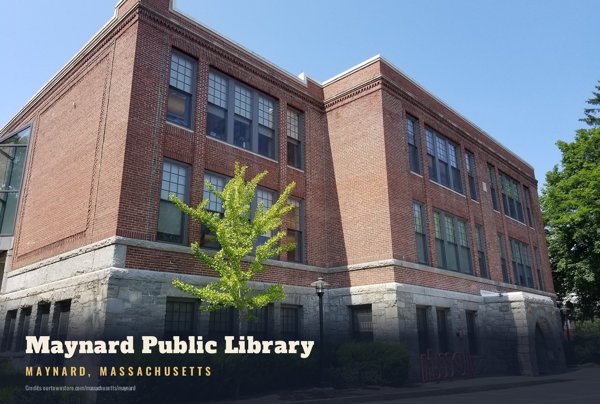 Maynard Maynard Public Library Postcard artwork detail