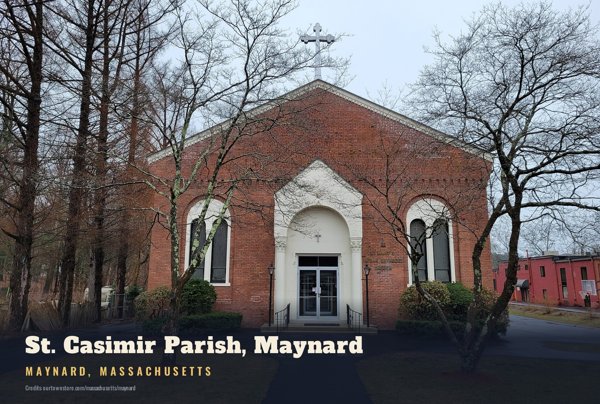 Maynard St. Casimir Parish, Maynard Postcard artwork detail