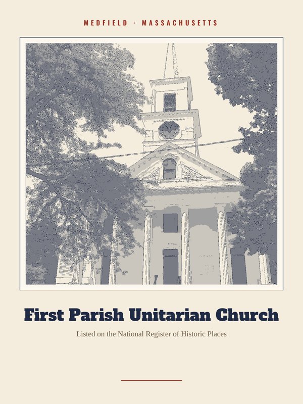 Medfield First Parish Unitarian Church Landmark Print artwork detail