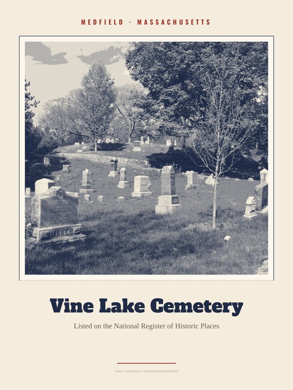 Medfield Vine Lake Cemetery Landmark Print artwork detail