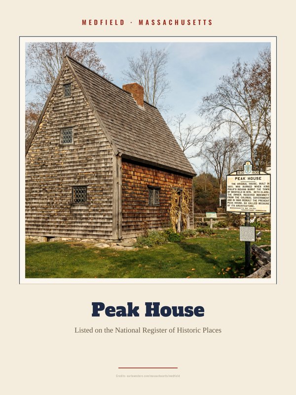 Medfield Peak House Landmark Print artwork detail