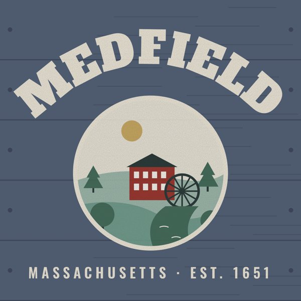 Medfield Hometown Wood Sign artwork detail
