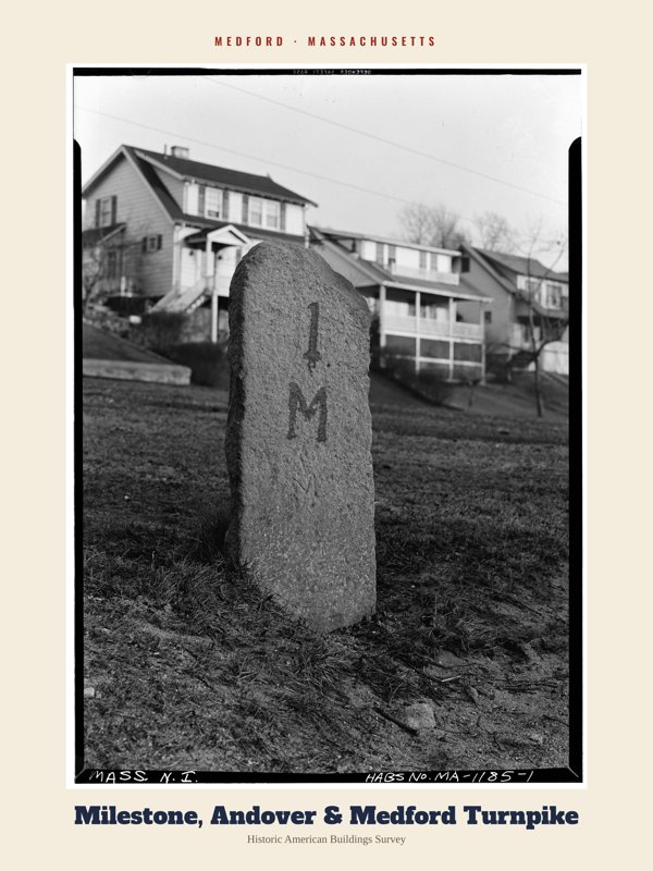 Medford Milestone, Andover & Medford Turnpike Archive Print artwork detail