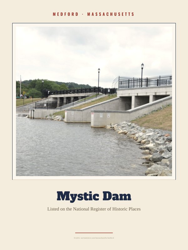 Medford Mystic Dam Landmark Print artwork detail