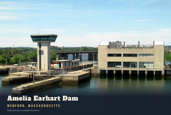 Medford Amelia Earhart Dam Postcard artwork detail