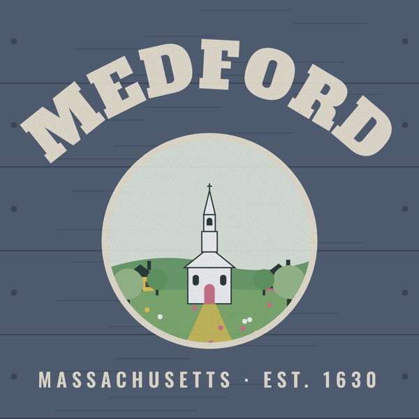 Medford Hometown Wood Sign artwork detail