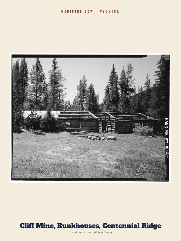 Medicine Bow Cliff Mine, Bunkhouses, Centennial Ridge Archive Print artwork detail