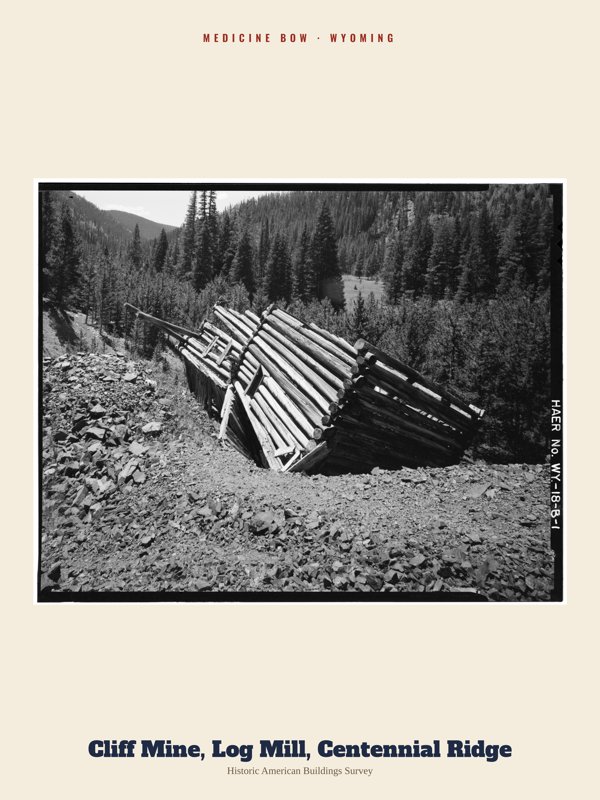 Medicine Bow Cliff Mine, Log Mill, Centennial Ridge Archive Print artwork detail