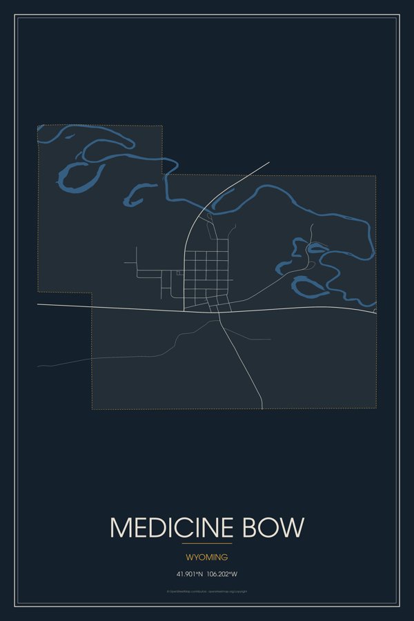 Medicine Bow Street Map Throw Blanket artwork detail