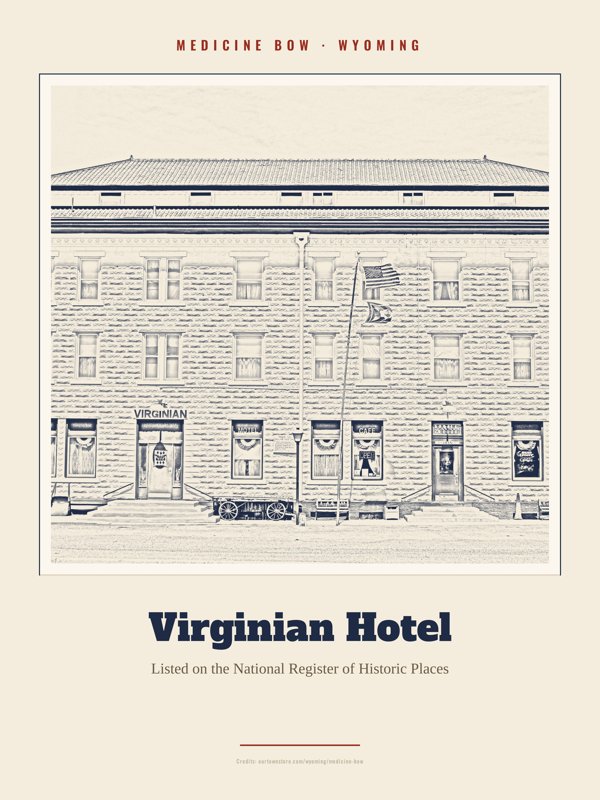 Medicine Bow Virginian Hotel Landmark Print artwork detail