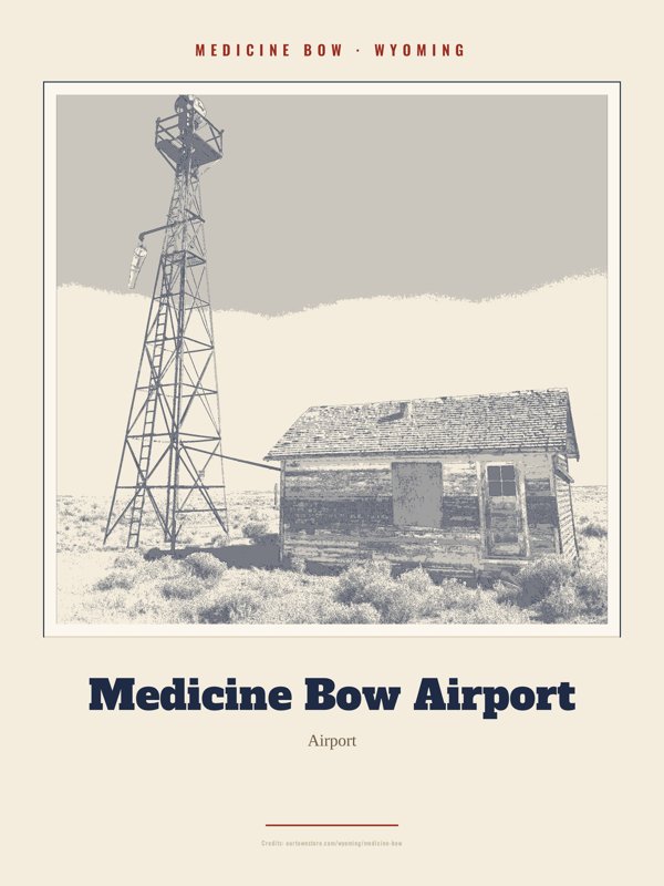 Medicine Bow Medicine Bow Airport Landmark Print artwork detail