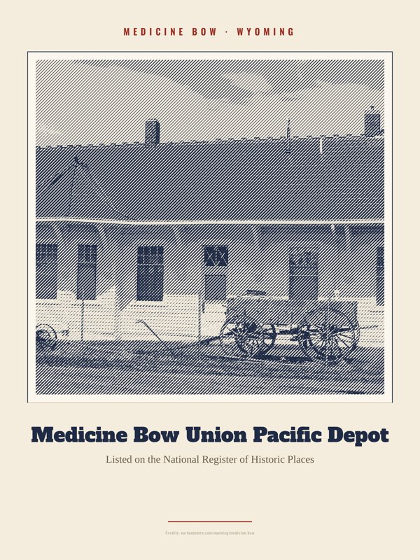 Medicine Bow Medicine Bow Union Pacific Depot Landmark Print artwork detail