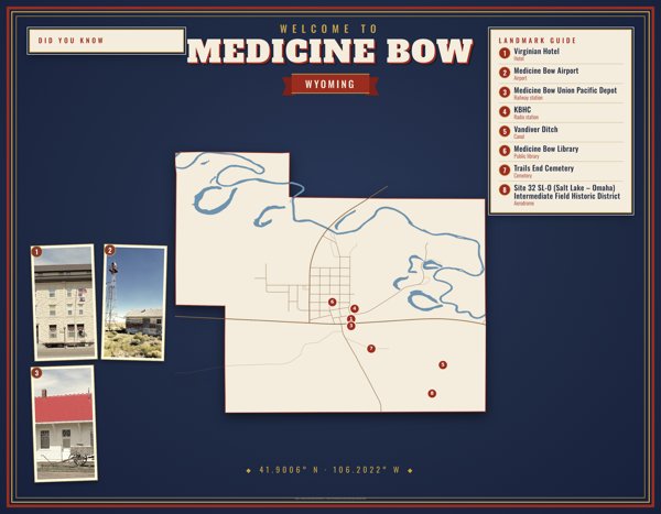 Medicine Bow Map Placemat artwork detail