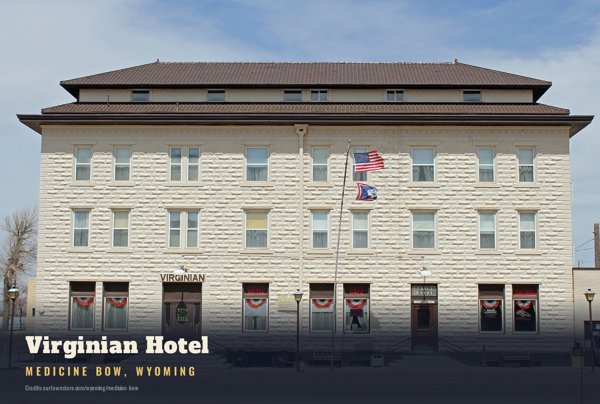 Medicine Bow Virginian Hotel Postcard artwork detail