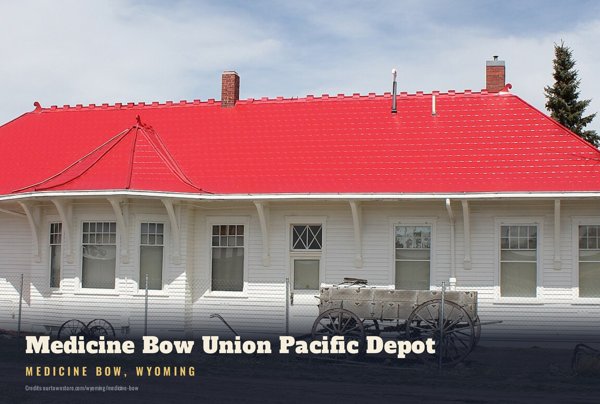 Medicine Bow Medicine Bow Union Pacific Depot Postcard artwork detail