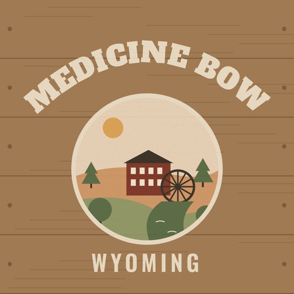 Medicine Bow Hometown Wood Sign artwork detail