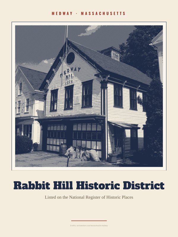 Medway Rabbit Hill Historic District Landmark Print artwork detail