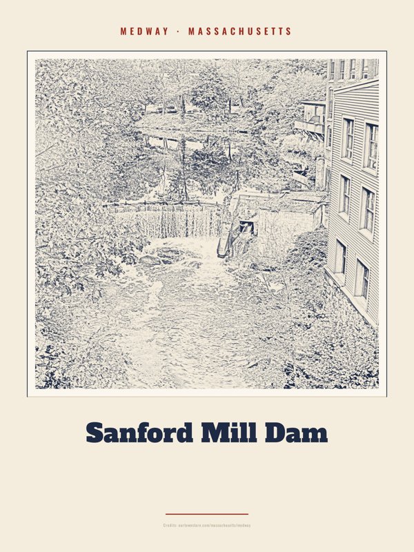 Medway Sanford Mill Dam Landmark Print artwork detail