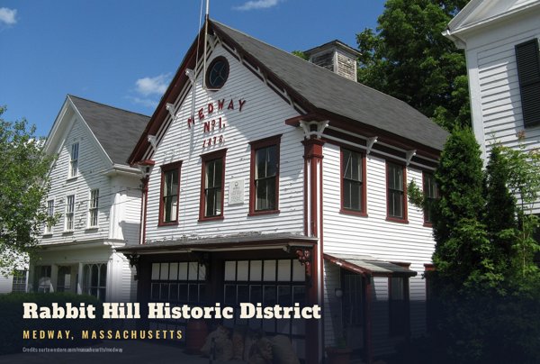 Medway Rabbit Hill Historic District Postcard artwork detail