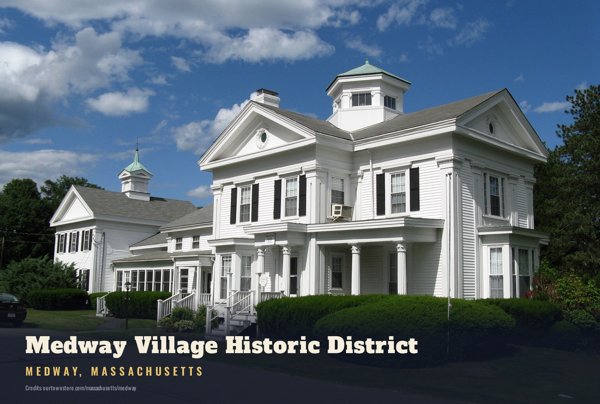 Medway Medway Village Historic District Postcard artwork detail