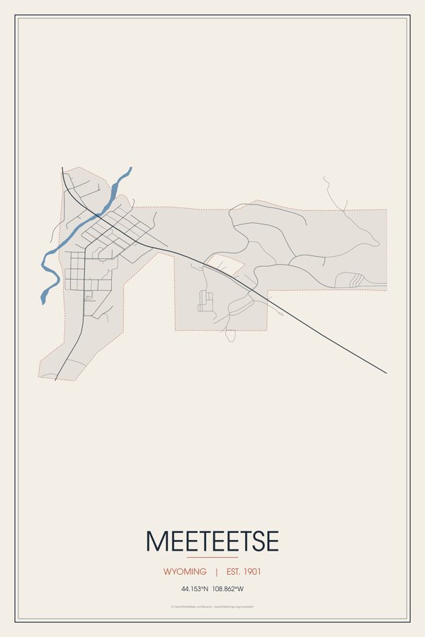 Meeteetse Street Map Poster · Linen artwork detail