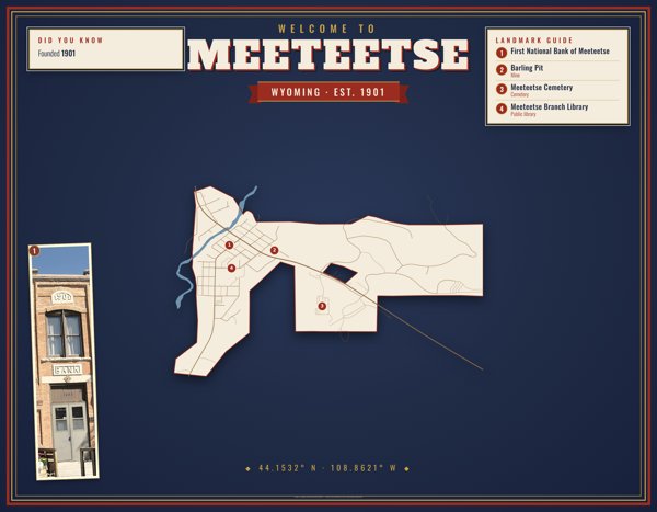 Meeteetse Map Placemat artwork detail