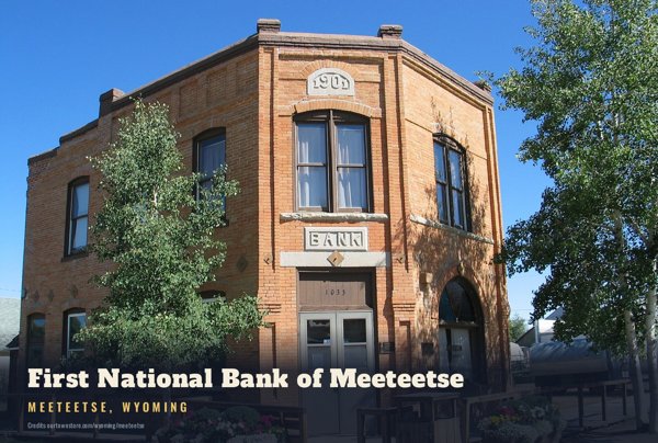 Meeteetse First National Bank of Meeteetse Postcard artwork detail