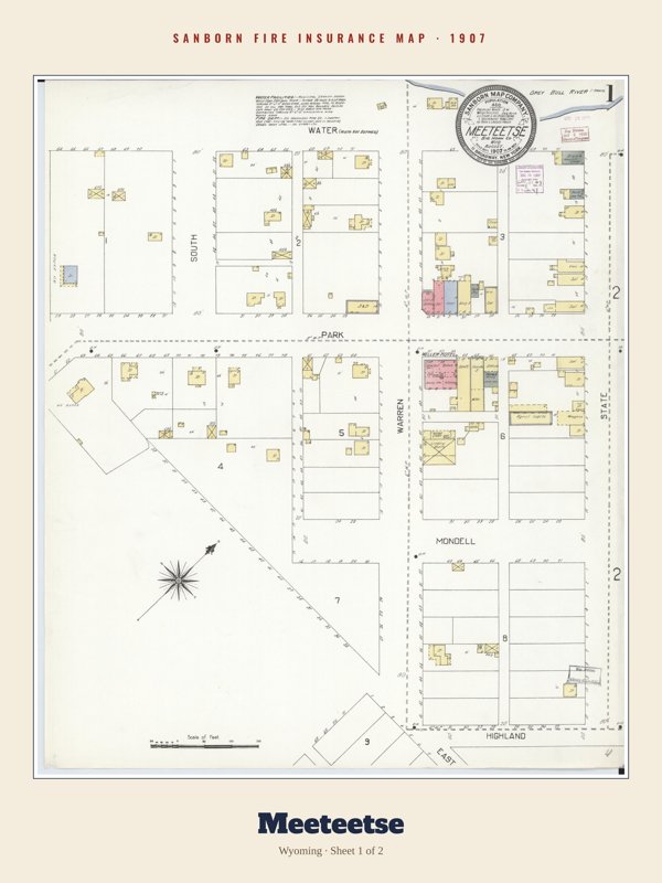 Meeteetse Sanborn Map Print artwork detail