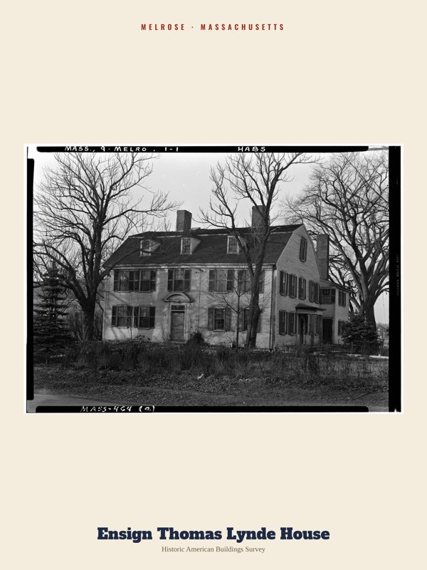 Melrose Ensign Thomas Lynde House Archive Print artwork detail
