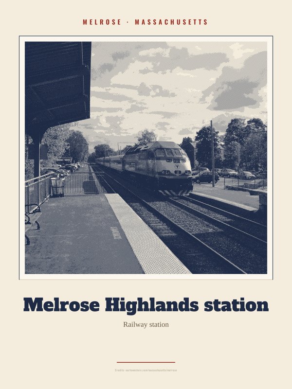 Melrose Melrose Highlands station Landmark Print artwork detail