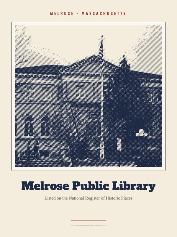 Melrose Melrose Public Library Landmark Print artwork detail
