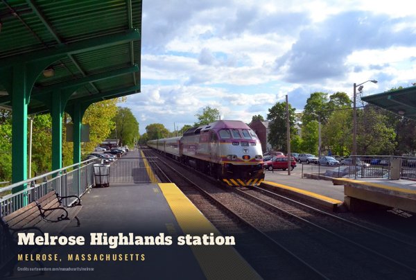 Melrose Melrose Highlands station Postcard artwork detail