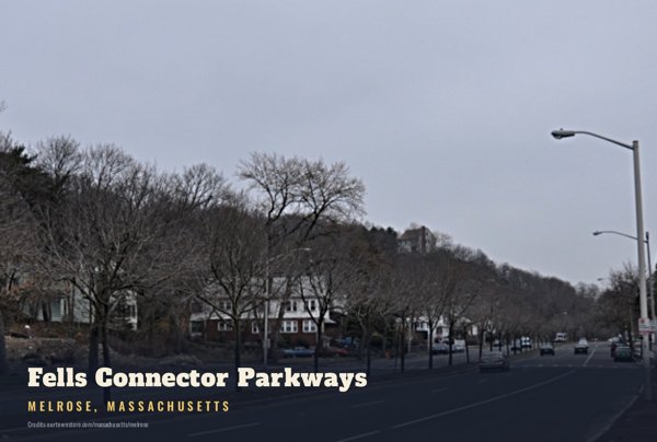 Melrose Fells Connector Parkways Postcard artwork detail