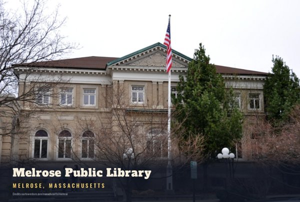 Melrose Melrose Public Library Postcard artwork detail