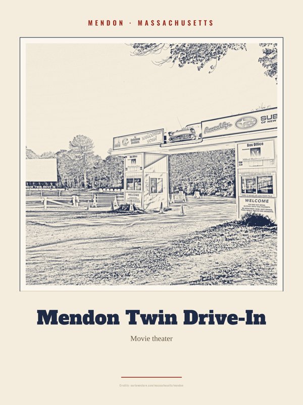 Mendon Mendon Twin Drive-In Landmark Print artwork detail