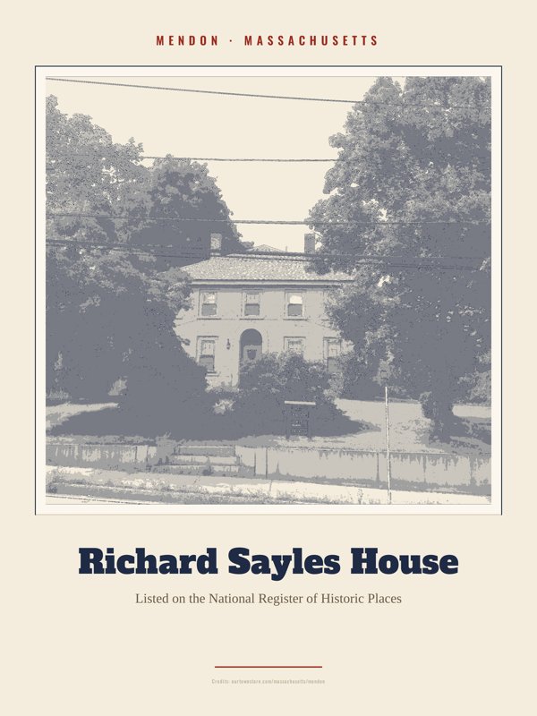Mendon Richard Sayles House Landmark Print artwork detail