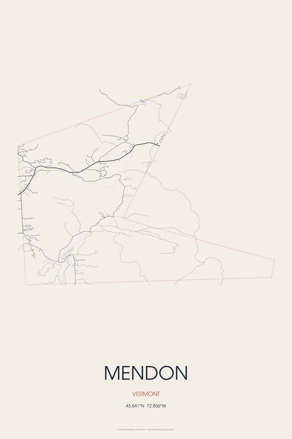 Mendon Street Map Poster · Linen artwork detail