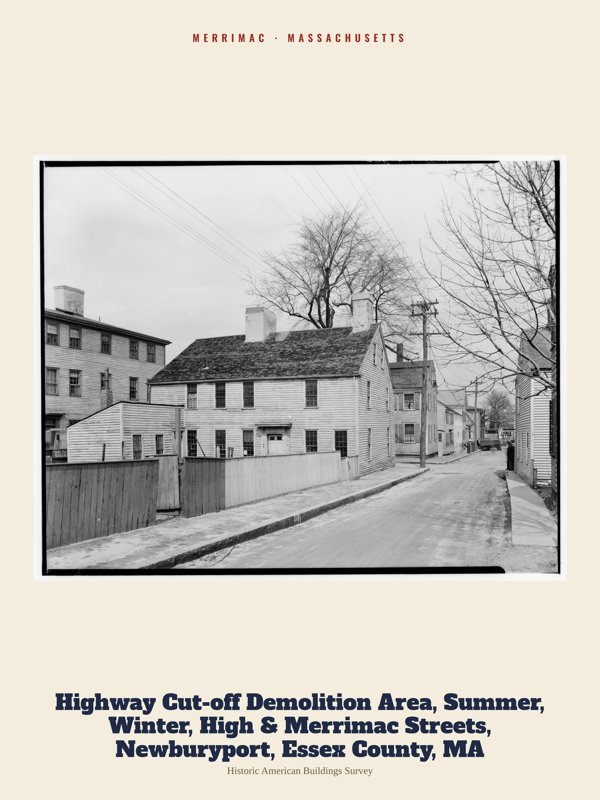 Merrimac Highway Cut-off Demolition Area, Summer, Winter, High & Merrimac Streets, Newburyport, Essex County, MA Archive Print artwork detail
